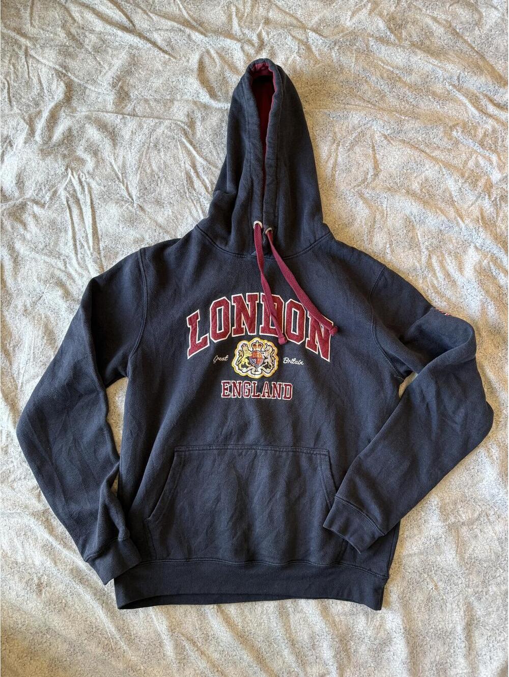 London England Navy Blue Hoodie with Union Jack Patch